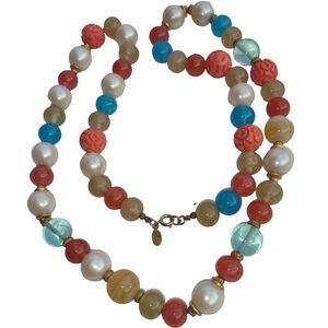 Cardoro Jewelry vintage Glass beads and craved coral? Long necklace